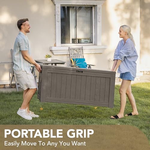 120 Gallon Deck Box Resin Outdoor Storage Box Waterproof