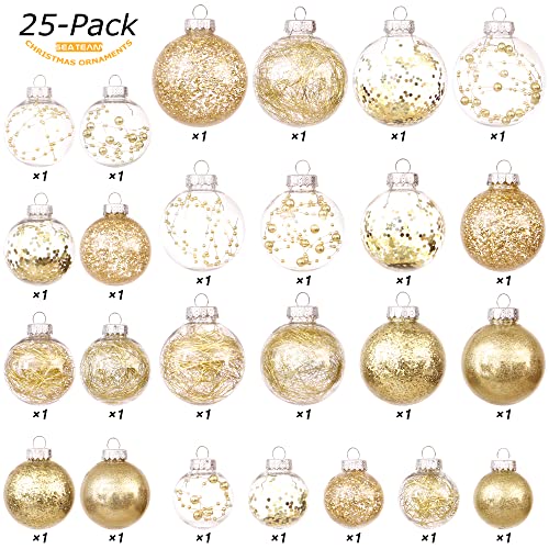 25 Pack Assorted Clear Christmas Ball Ornaments (25 Count)