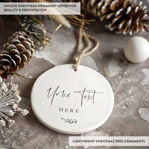 Fully Personalized Round Ceramic Porcelain Christmas Tree Ornament Keepsake Gift