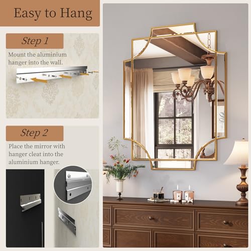 30"x40" Gold Foil Scalloped Edge Decorative Vanity Wall Mirror