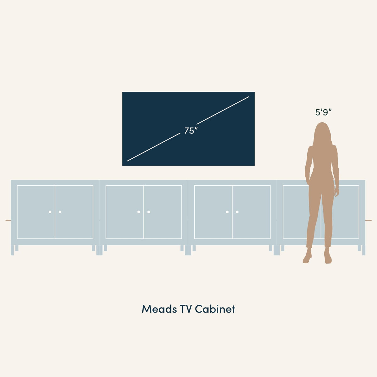 Meads Mid Century Modern Cabinet or TV Stand with Doors (4 Count)