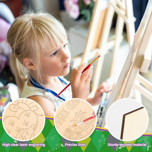 10 Pieces Large Mardi Gras Unfinished Wood Crafts to Paint for Adults