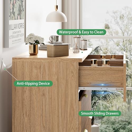 Fluted Dresser for Bedroom with 6 Drawers