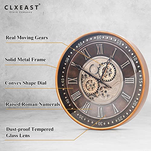 24 Inch Large Moving Gear Wall Clock for Living Room Decor
