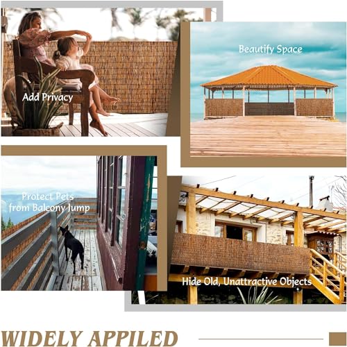 Reed Fencing Rolls 2 Pcs Natural Bamboo Fence 4FT X 16.4FT Privacy Screen Curtains Fence for Balcony Patio Garden Backyard Shades Outdoor (4 Sq Ft)