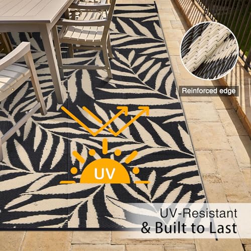 Outdoor Rug 9x12 ft Waterproof Reversible Leaf Mat