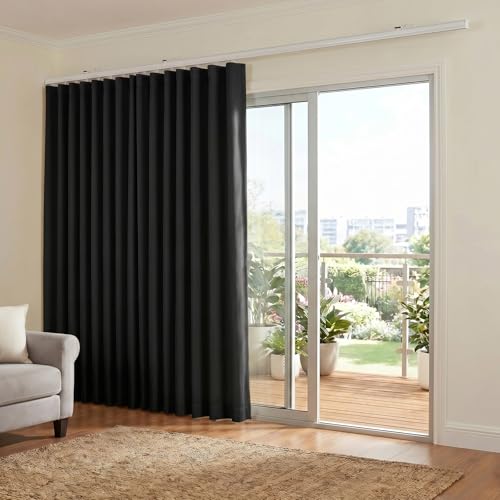 Room Divider Curtains Blackout Floor to Ceiling Curtain with Hook Wall Mount Sliding Door Curtains Ceiling Mount Extra Wide Curtain Wall Divider for Room Separation