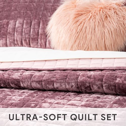 Channel Box Stitch Velvet Quilt Set