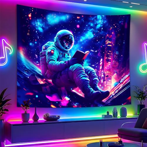 Astronaut Space Blacklight Tapestry 59"x51"