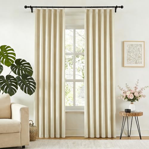 Cream Pinch Pleated Blackout Curtains 90 Inches Long (2 Count)