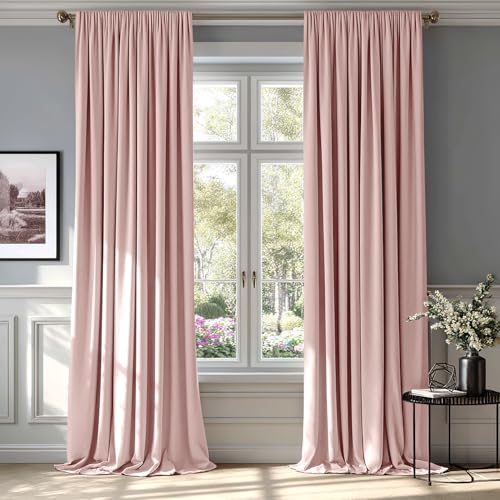 Light Pink Blackout Velvet Curtains Drapes 84 Inch Long 52"x84" (2 Count)