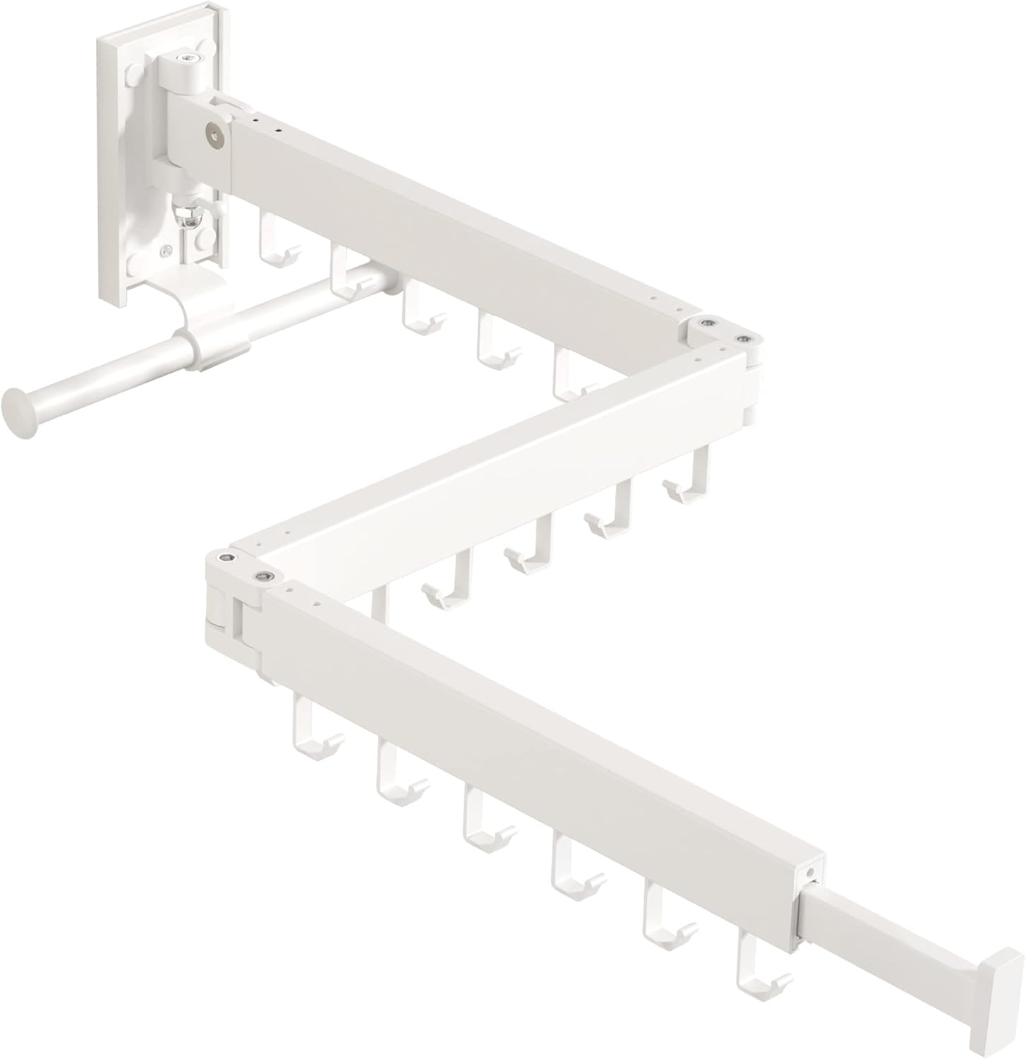 Wall Mounted Clothes Hanger Rack, Clothes Drying Rack,Laundry Drying Rack,Collapsible Clothes Rack Wall Mount, Retractable Drying Rack Clothing,can Fold Upward & Left & Right,White Color - NestledHome