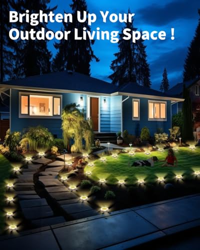 2 Pack Outdoor Solar Ground Lights with 4 Side Light（Warm White） (2 Count)
