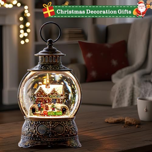Christmas Snow Globes Christmas Water Lantern with Station Train