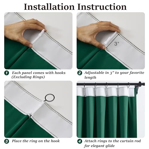 Hunter Green Blackout Curtains with Pinch Pleat 84 Inch Length