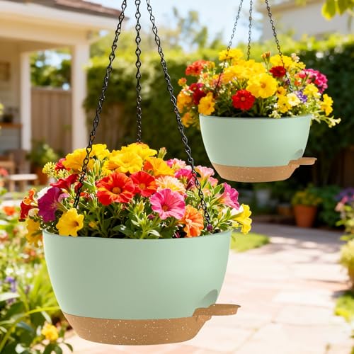 10 Inch Hanging Baskets 2 PC with Chains (2 Count)