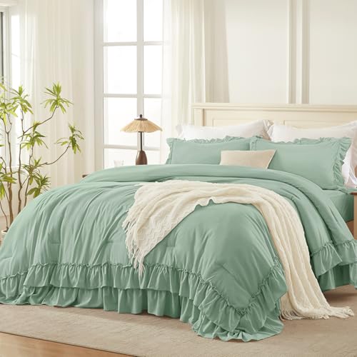 Sage Twin Size Ruffle Comforter Set (2 Count)