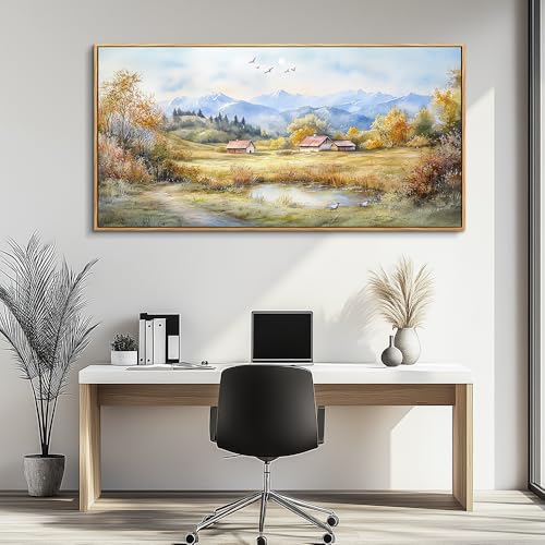 Large Wall Decoration Canvas For Bedroom Wall Art For Living Room Office Decor Rural Landscape Painting Wood Frame Pictures Art Print Farmhouse Restaurant Home Wall Aesthetics 24"x48"
