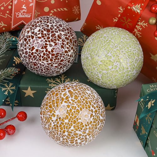 3 Pcs Mosaic Glass Orbs Decorative Balls (3 Count)