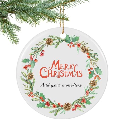 Personalized Christmas Ornaments 2025 Ceramic Custom Photo Picture Text Christmas Ornament Personalized Ornament Christmas Xmas Tree Decorations for Kids Couples Family Friends