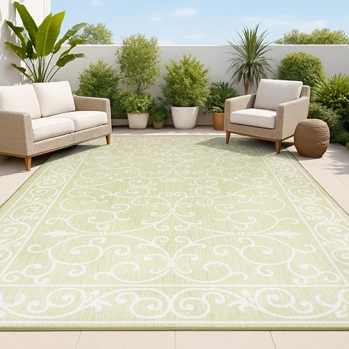 Vintage Filigree Indoor Outdoor Area Rug 3X5 Green