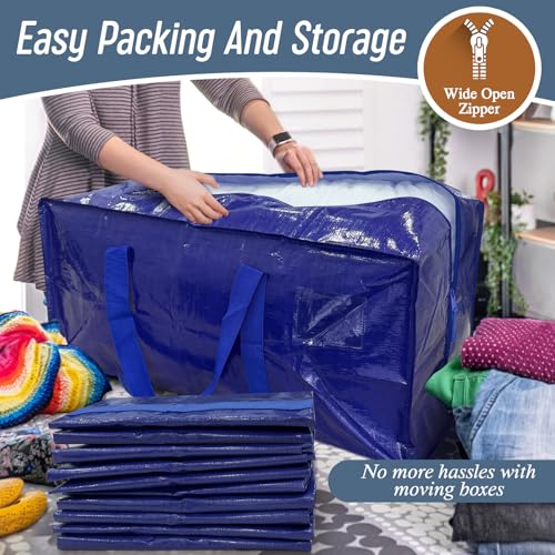 12 Pack Extra Heavy Duty Large Moving Bags with Strong Zipper (12 Count)