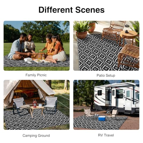 Outdoor Rug 5x8 ft Waterproof Reversible Braided Mat