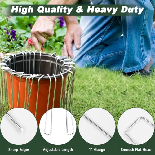 6 Inch 100 Pack Galvanized Landscape Staples Plant Cover Stakes 11 Gauge Tent Stakes Garden Stakes Landscaping Fabric SOD Pins Yard Stakes for Decoration Weed Barrier Fabric (100 Count)