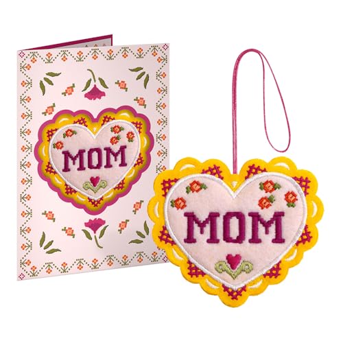 Everyday Handmade Stitched with Love Mom HeartFelt Charm Card