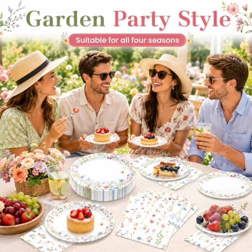 40 pcs Wildflower Wedding Birthday Party Paper Plates and Napkins (40 Count)