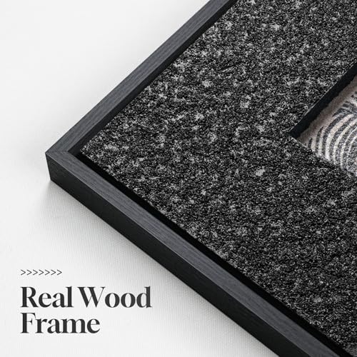 Framed 3D Textured Black White Abstract Wall Art for Living Room (4 Count)