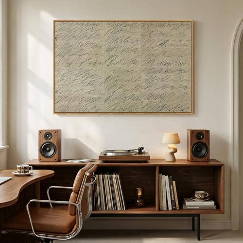 Framed Neutral Modern Beige Abstract Line Wall Art