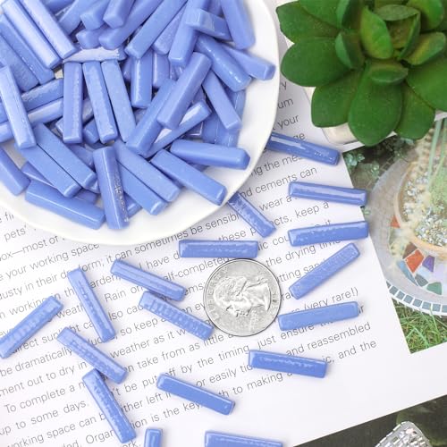 150g Blue Strips Glass Mosaic Tiles for Crafts Bulk (5.29 Ounce)