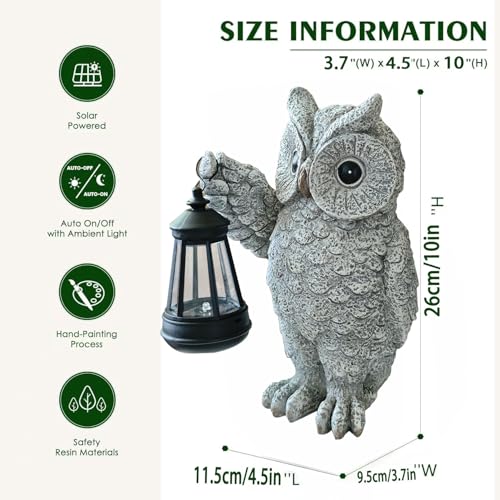 Solar Owl Garden Statue with LED Lantern