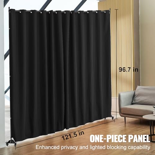 Room Divider Portable Panel Room Divider with Wheels Curtain Divider Stand