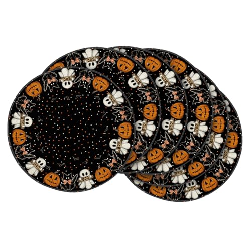 Ghost Cat Halloween Round Placemats Set of 6 (6 Count)