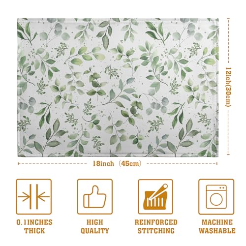 Sage Green Eucalyptus Leaves Placemats Set of 4 Spring Summer Watercolor Leaf Table Mats 12x18 Inch Seasonal Holiday Rustic Farmhouse Linen Fabric Place Mat for Kitchen Dining Decor (4 Count)