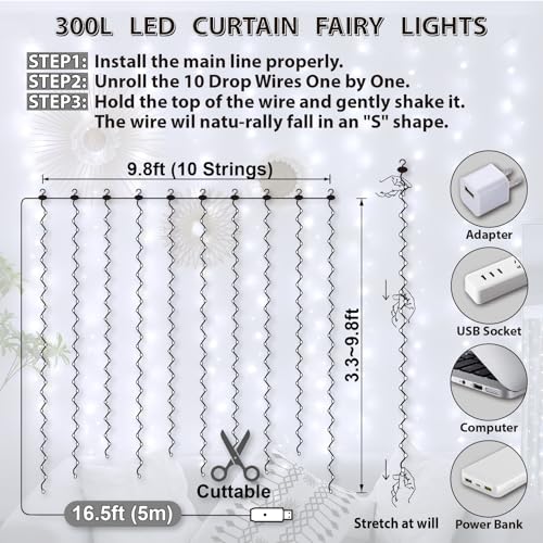 300LED Fairy Curtain Lights