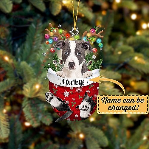 Pitbull Dog Christmas Ornament