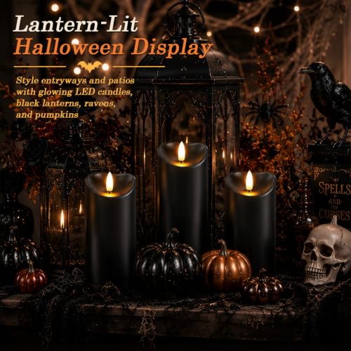 Halloween Black Waterproof LED Candles with Remote Timer (2 Count)