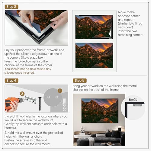 46"x72" Extra Large Framed Wall Art Majestic Mountain Landscape Reflected in Lake at Sunset for Home Living Room Bedroom Decor