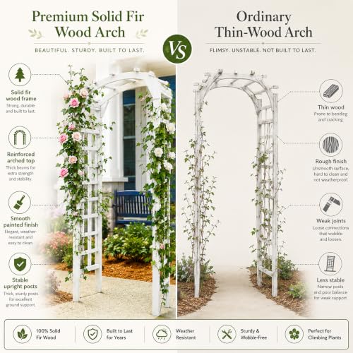 Solid Fir Wood Garden Arch Trellis for Climbing Plants Outdoor