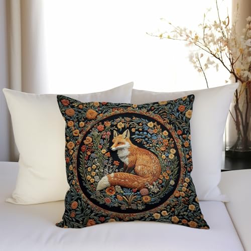 William Morris Abstract Vintage Floral Velvet Fox Design Throw Pillow Covers Home Decor