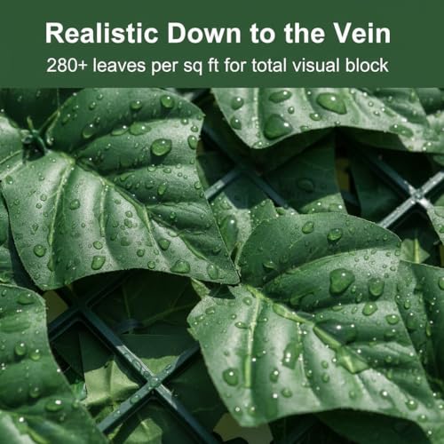 Faux Ivy Privacy Fence Screen Outdoor Expandable Artificial Greenery Roll Fake Hedge Wall Patio Green Plastic Leaf Plant Vine Grass Panels Gate Covering for Garden Yard Balcony (65 Sq Ft)