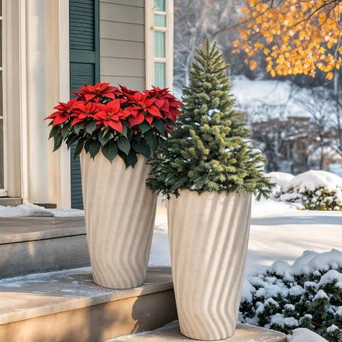 24" Resin Tall Outdoor Planters (2 Count)