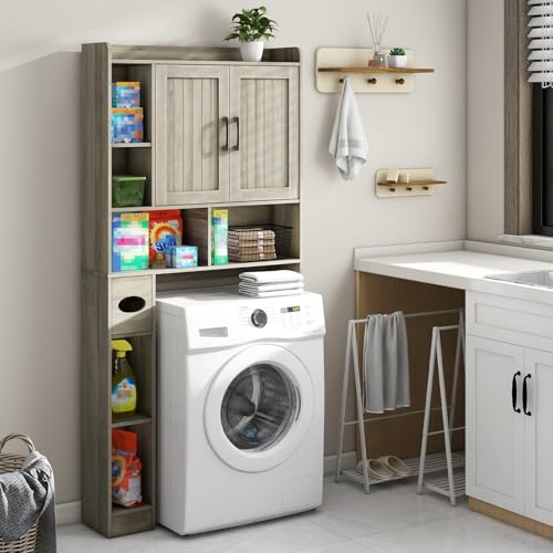 Farmhouse Over The Toilet Storage Cabinet with Barn Door