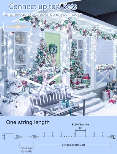 33FT 100 LED Cool White Christmas Fairy Twinkle String Lights Indoor (33 Foot)