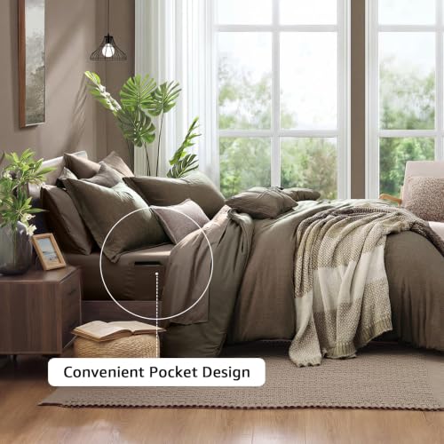 King Size Comforter Set 7 Pieces Taupe Grey Bed in a Bag