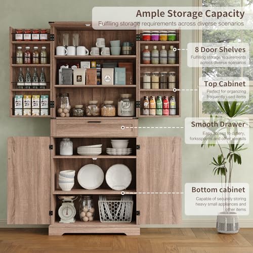 72'' Kitchen Storage Pantry Cabinet