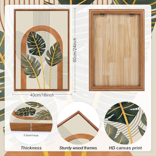 Boho Tropical Abstract Minimalist Leaves Wall Art Set